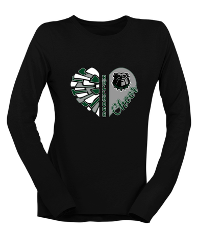Trimble Bulldogs Heart Cheer Women's LS T-Shirt
