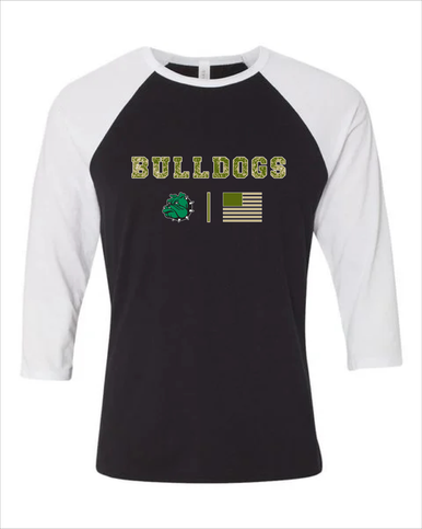 Trimble Bulldogs Mascot Camo Flag Women's Baseball T-Shirt