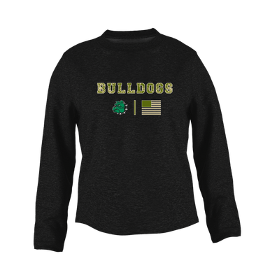 Trimble Bulldogs Mascot Camo Flag Women's Sweatshirt