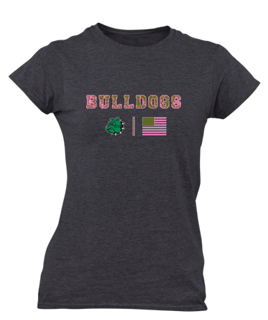 Trimble Bulldogs Mascot Pink Camo Flag Women's SS T-Shirt