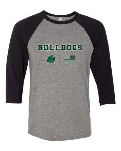 Trimble Bulldogs Mascot Team Colors Flag Women's Baseball T-Shirt