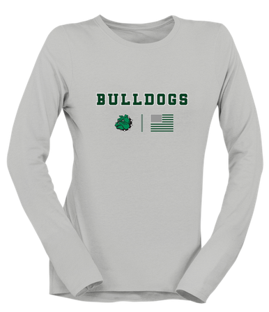 Trimble Bulldogs Mascot Team Colors Flag Women's Premium LS T-Shirt