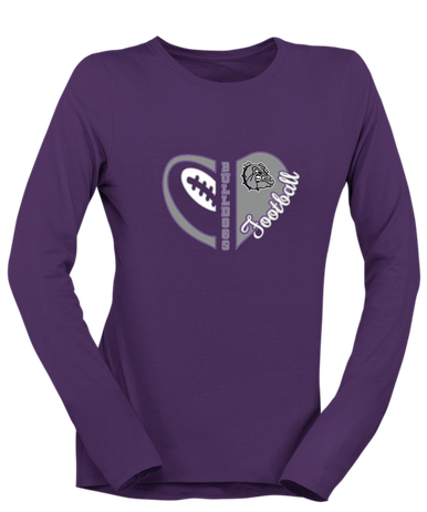 Fayetteville Bulldogs Heart Football Women's LS T-Shirt