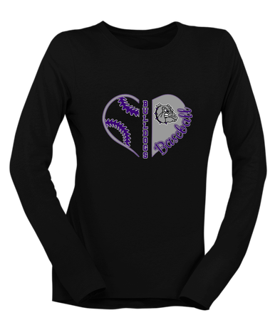 Fayetteville Bulldogs Heart Baseball Women's LS T-Shirt