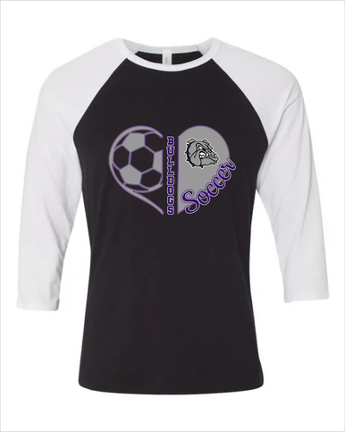Fayetteville Bulldogs Heart Soccer Women's Baseball T-Shirt