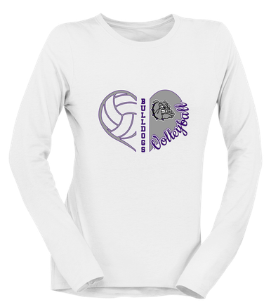 Fayetteville Bulldogs Heart Volleyball Women's LS T-Shirt