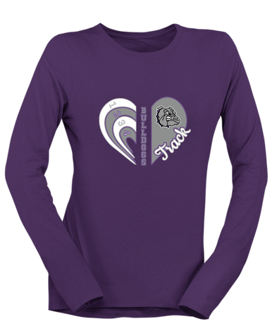 Fayetteville Bulldogs Heart Track Women's LS T-Shirt