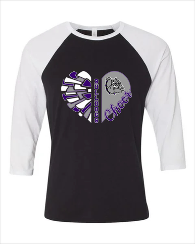 Fayetteville Bulldogs Heart Cheer Women's Baseball T-Shirt