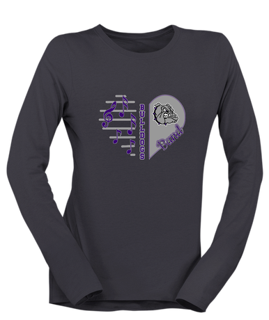 Fayetteville Bulldogs Heart Band Women's LS T-Shirt