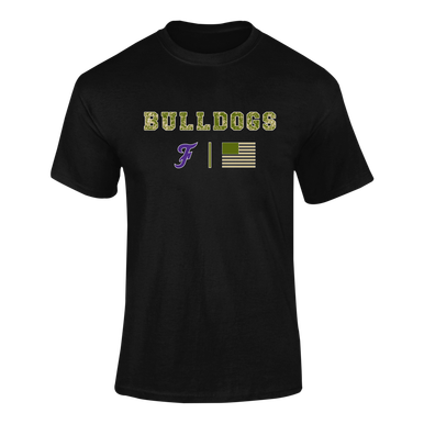 Fayetteville Bulldogs Script F Camo Flag Men's SS T-Shirt