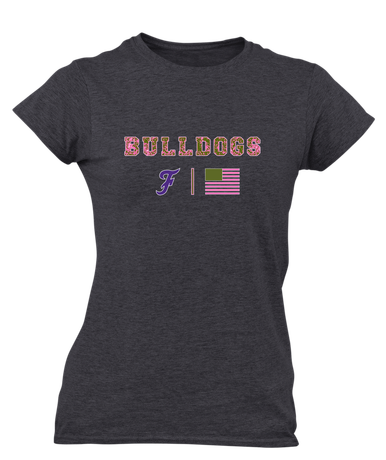 Fayetteville Bulldogs Script F Pink Camo Flag Women's Premium SS T-Shirt