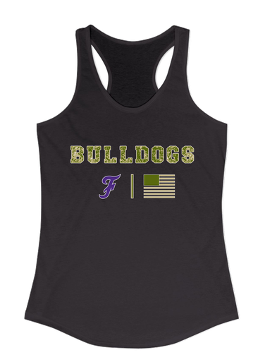 Fayetteville Bulldogs Script F Camo Flag Women's Tank Top