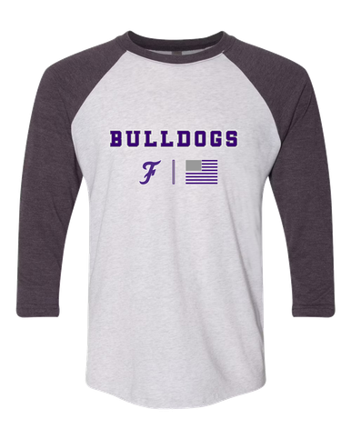 Fayetteville Bulldogs Script F Team Colors Flag Men's Baseball T-Shirt