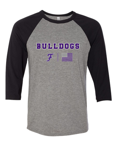 Fayetteville Bulldogs Script F Team Colors Flag Women's Baseball T-Shirt