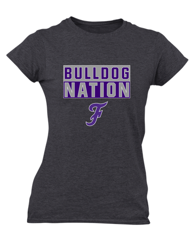 Fayetteville Bulldogs Script F Nation #1 Women's Premium SS T-Shirt