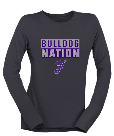 Fayetteville Bulldogs Script F Nation #1 Women's LS T-Shirt
