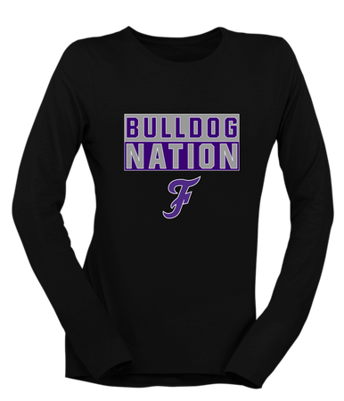 Fayetteville Bulldogs Script F Nation #1 Women's Premium LS T-Shirt