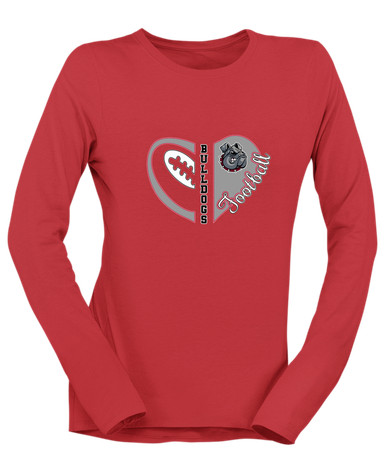 Springdale Bulldogs Heart Football Women's LS T-Shirt
