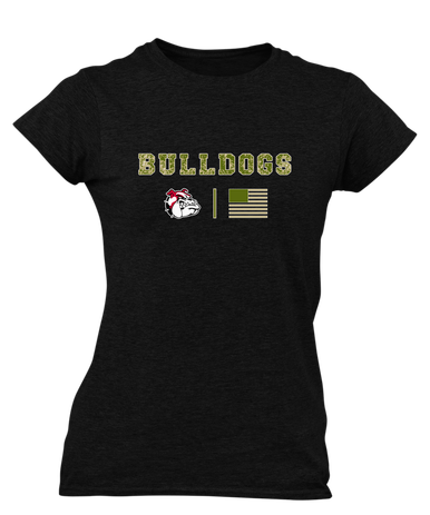 Oak Hills Bulldogs Camo Flag Women's SS T-Shirt