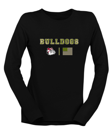 Oak Hills Bulldogs Camo Flag Women's Premium LS T-Shirt