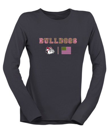 Oak Hills Bulldogs Pink Camo Flag Women's Premium LS T-Shirt