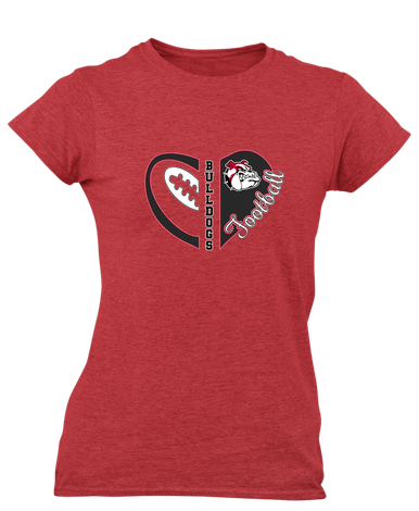 Oak Hills Bulldogs Heart Football Women's SS T-Shirt