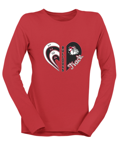 Oak Hills Bulldogs Heart Track Women's Premium LS T-Shirt