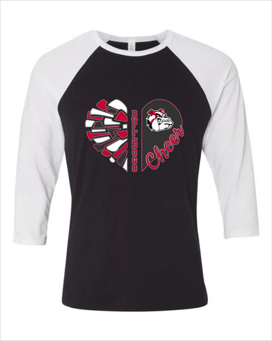 Oak Hills Bulldogs Heart Cheer Women's Baseball T-Shirt