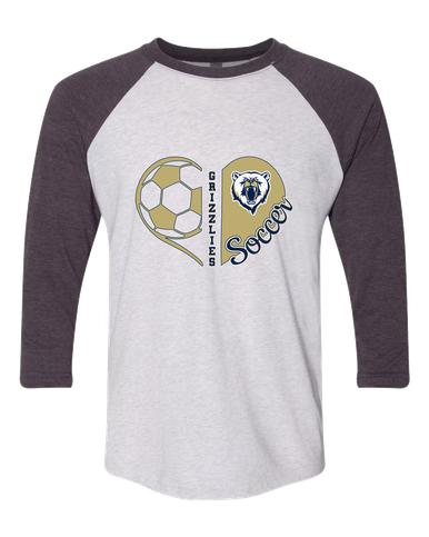 Spring Valley Grizzlies Heart Soccer Women's Baseball T-Shirt