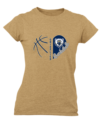 Spring Valley Grizzlies Heart Basketball Women's SS T-Shirt