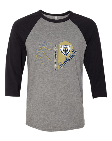 Spring Valley Grizzlies Heart Basketball Women's Baseball T-Shirt