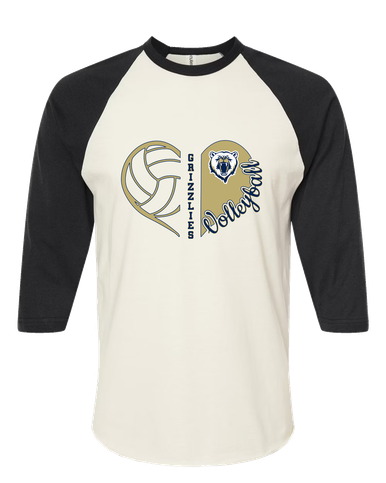 Spring Valley Grizzlies Heart Volleyball Women's Baseball T-Shirt