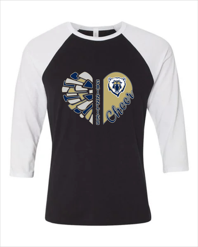 Spring Valley Grizzlies Heart Cheer Women's Baseball T-Shirt