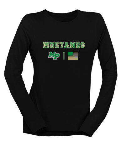 Myers Park Mustangs Script MP Camo Flag Women's Premium LS T-Shirt