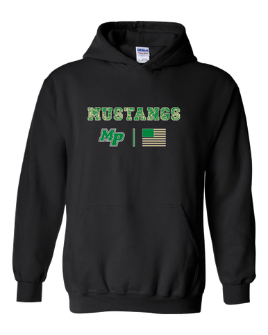 Myers Park Mustangs Script MP Camo Flag Men's Hoodie