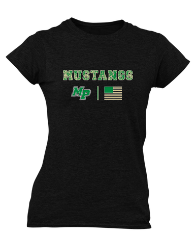 Myers Park Mustangs Script MP Camo Flag Women's Premium SS T-Shirt