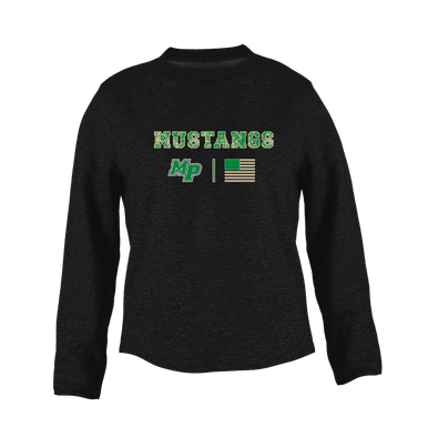 Myers Park Mustangs Script MP Camo Flag Women's Sweatshirt