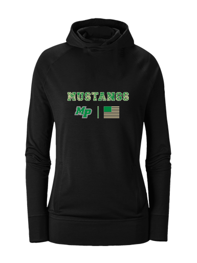Myers Park Mustangs Script MP Camo Flag Women's Hoodie