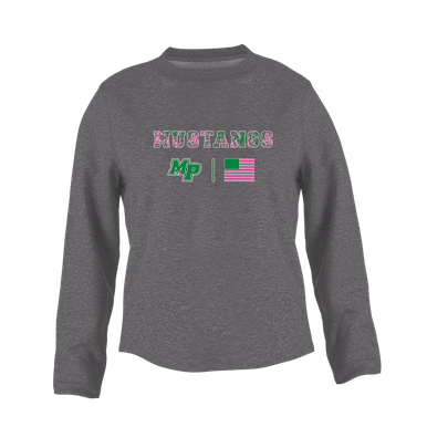 Myers Park Mustangs Script MP Pink Camo Flag Women's Sweatshirt