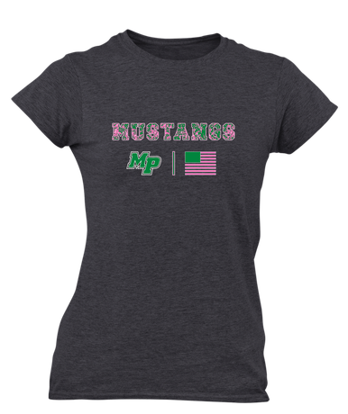 Myers Park Mustangs Script MP Pink Camo Flag Women's Premium SS T-Shirt