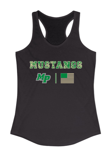Myers Park Mustangs Script MP Camo Flag Women's Tank Top