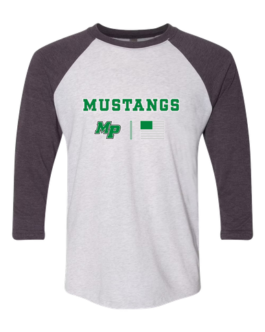 Myers Park Mustangs Script MP Team Colors Flag Men's Baseball T-Shirt