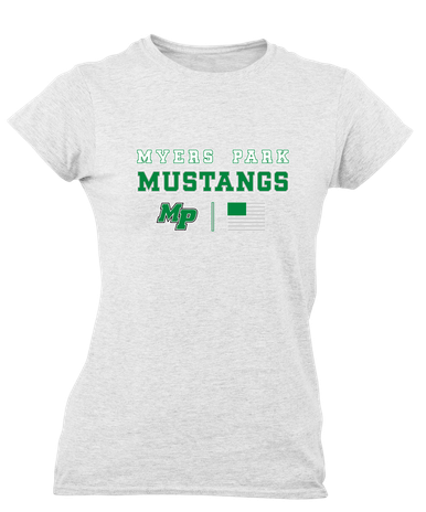 Myers Park Mustangs Script MP Spirit Flag Women's SS T-Shirt