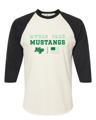 Myers Park Mustangs Script MP Spirit Flag Women's Baseball T-Shirt