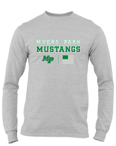 Myers Park Mustangs Script MP Spirit Flag Men's LS T-Shirt