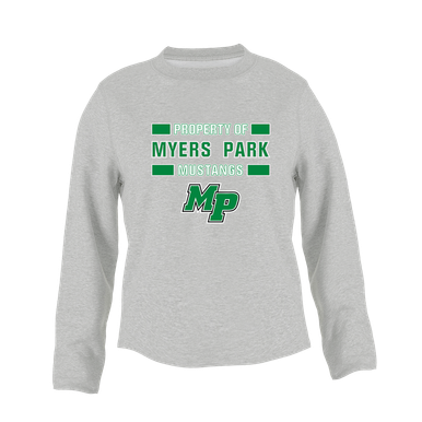Myers Park Mustangs Script MP Property Of Women's Sweatshirt