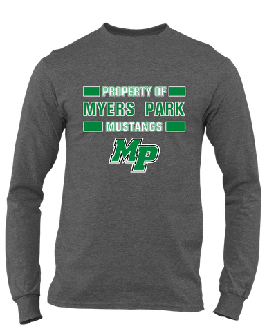 Myers Park Mustangs Script MP Property Of Men's LS T-Shirt
