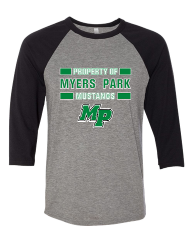 Myers Park Mustangs Script MP Property Of Women's Baseball T-Shirt