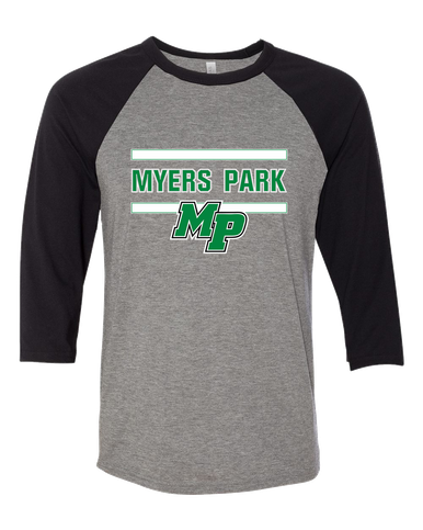 Myers Park Mustangs Script MP Mascot #4 Men's Baseball T-Shirt