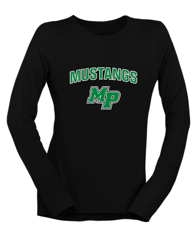 Myers Park Mustangs Script MP Mascot #6 Women's LS T-Shirt